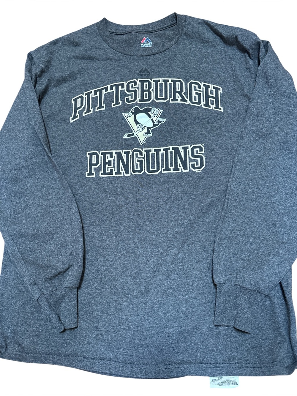 Pittsburgh Penguins Long Sleeve Shirt - Gray Size Large
